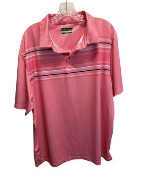 Ben Hogan Performance Mens Pink Striped Polo Shirt XL Recycled Polyester